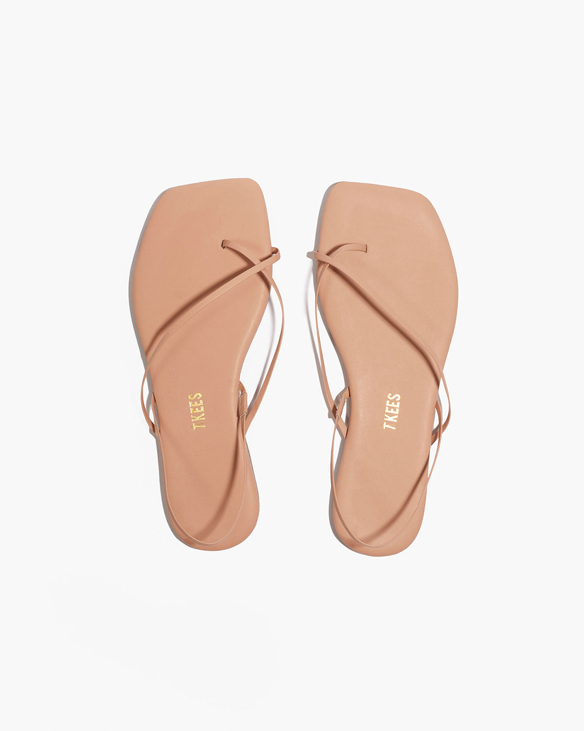 Square Toe Millie Leather Sandals in Nude Beach - TKEES
