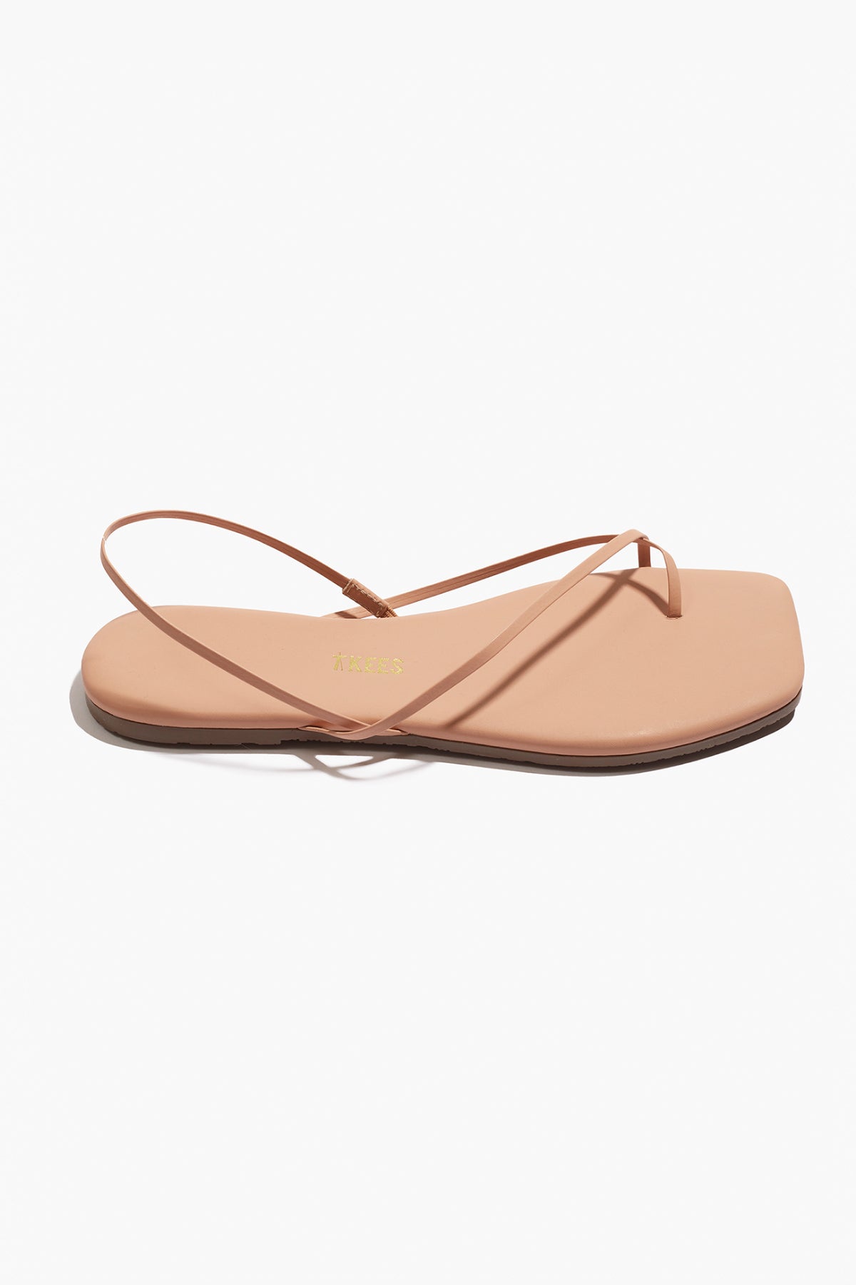 Square Toe Millie Leather Sandals in Nude Beach - TKEES