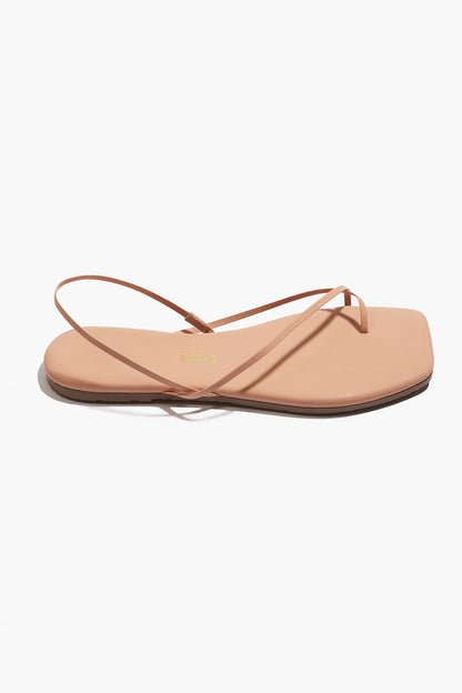 Square Toe Millie Leather Sandals in Nude Beach - TKEES