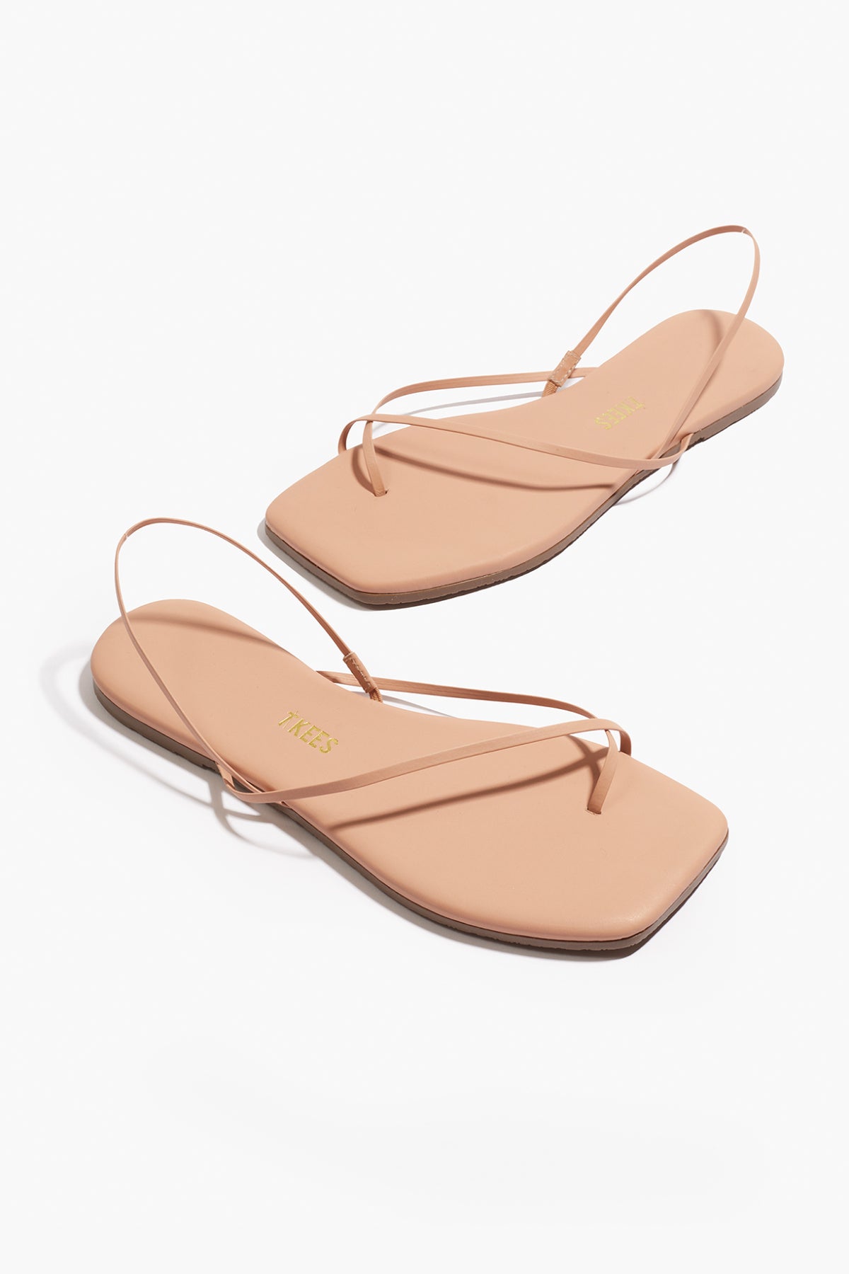 Square Toe Millie Leather Sandals in Nude Beach - TKEES
