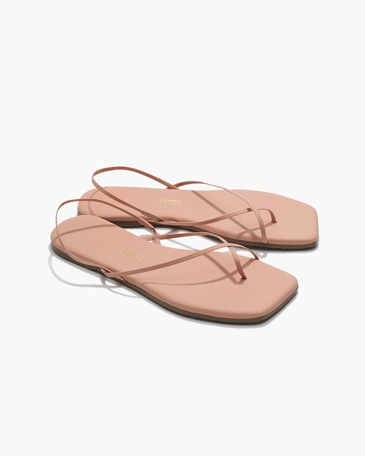 Square Toe Millie Leather Sandals in Nude Beach - TKEES