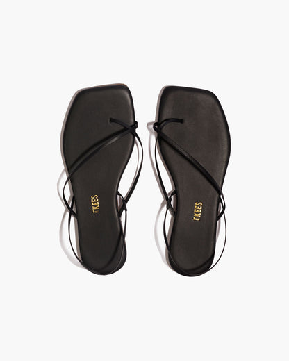 Square Toe Millie Leather Sandals in Sable - TKEES