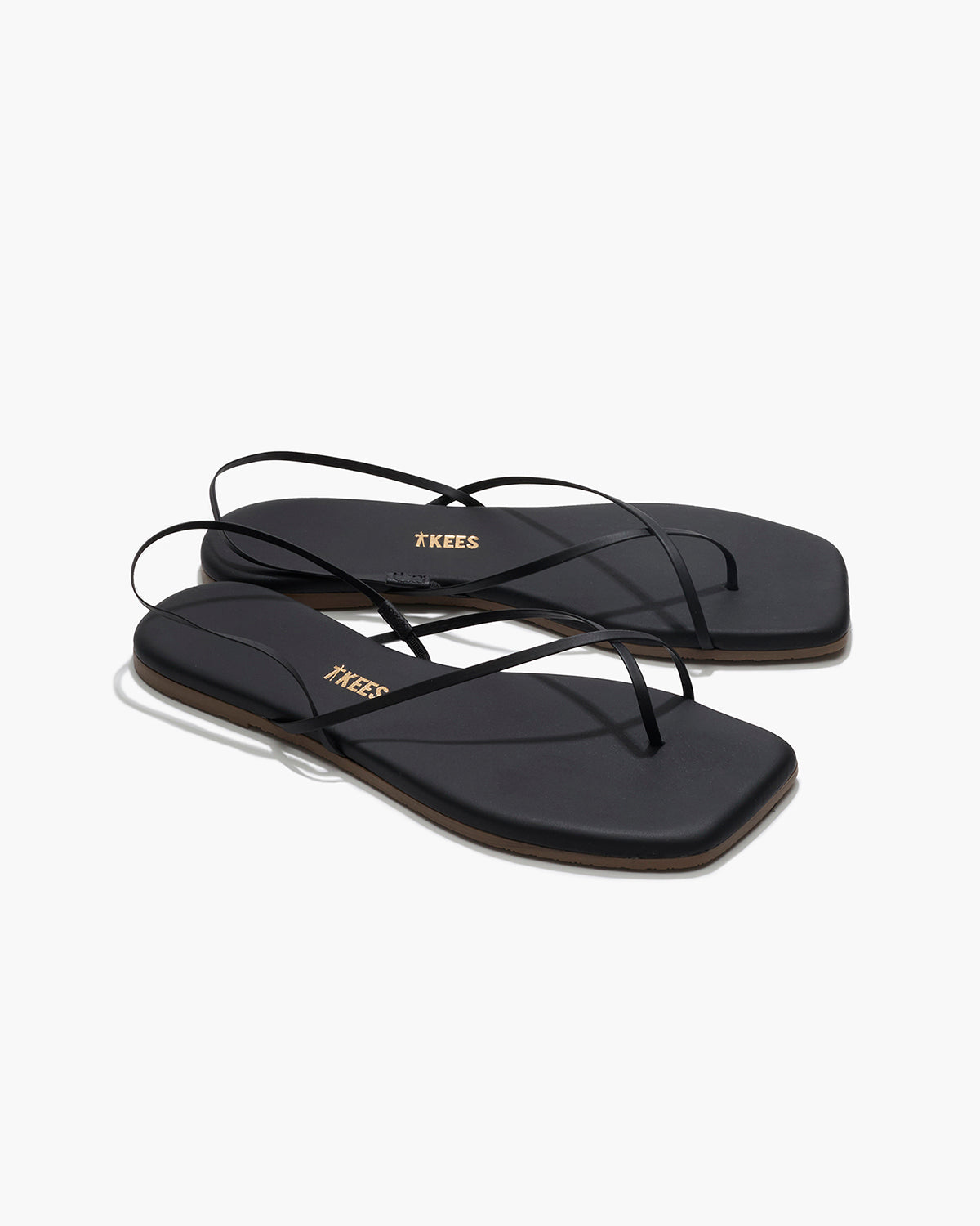 Square Toe Millie Leather Sandals in Sable - TKEES