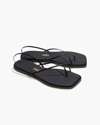 Square Toe Millie Leather Sandals in Sable - TKEES