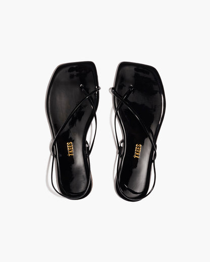 Square Toe Millie Leather Sandals in Licorice - TKEES