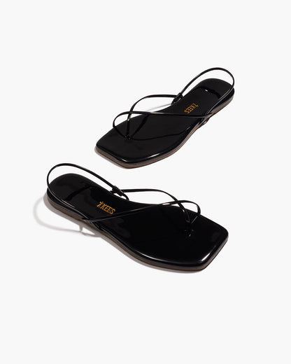Square Toe Millie Leather Sandals in Licorice - TKEES