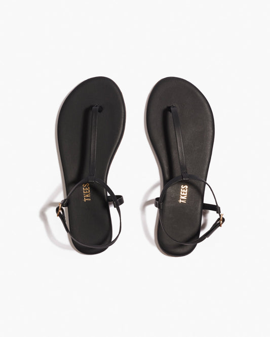 Mariana Leather Sandals in Black - TKEES