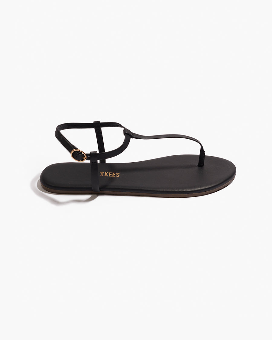 Mariana Leather Sandals in Black - TKEES