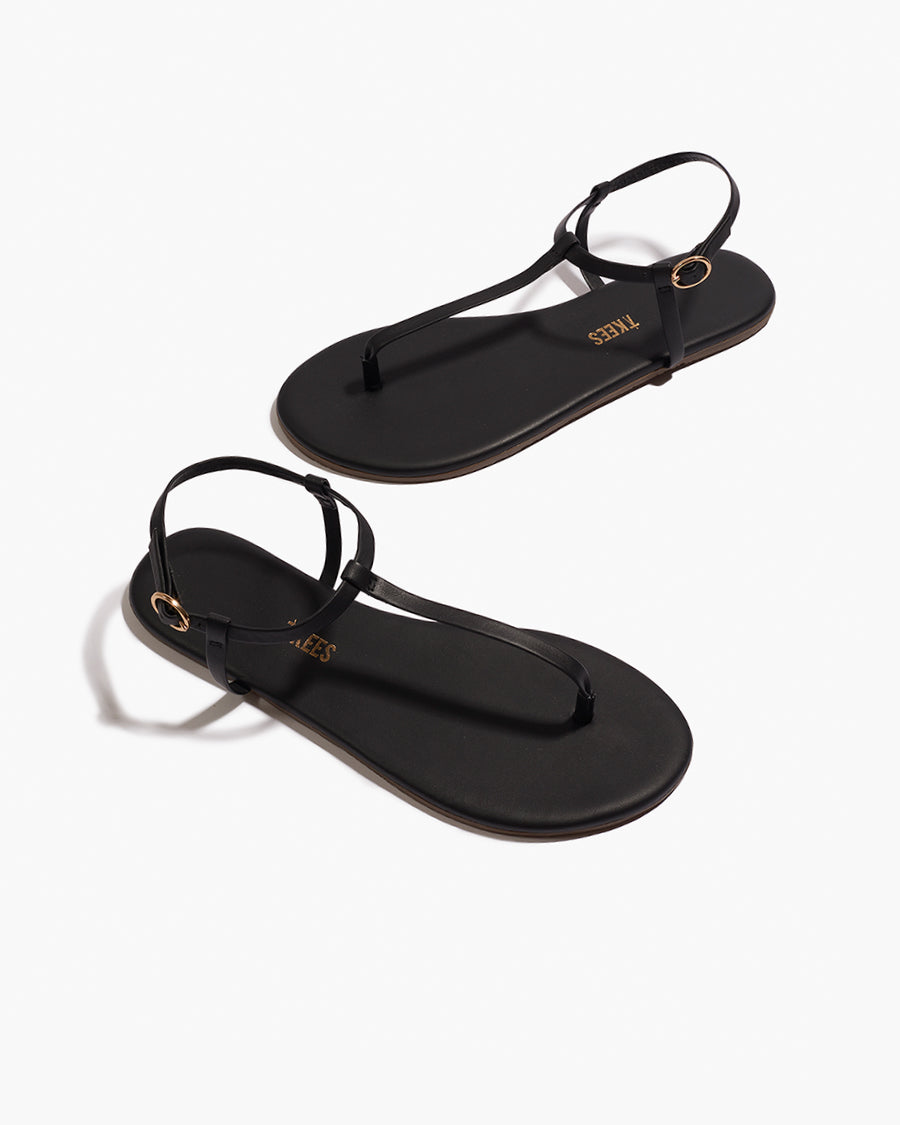 Mariana Leather Sandals in Black - TKEES