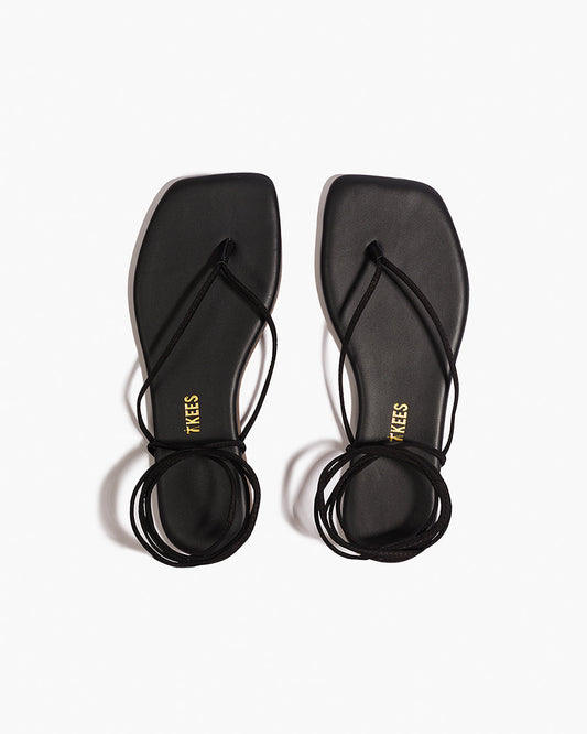 Square Toe Lilu Leather Sandals in Sable - TKEES