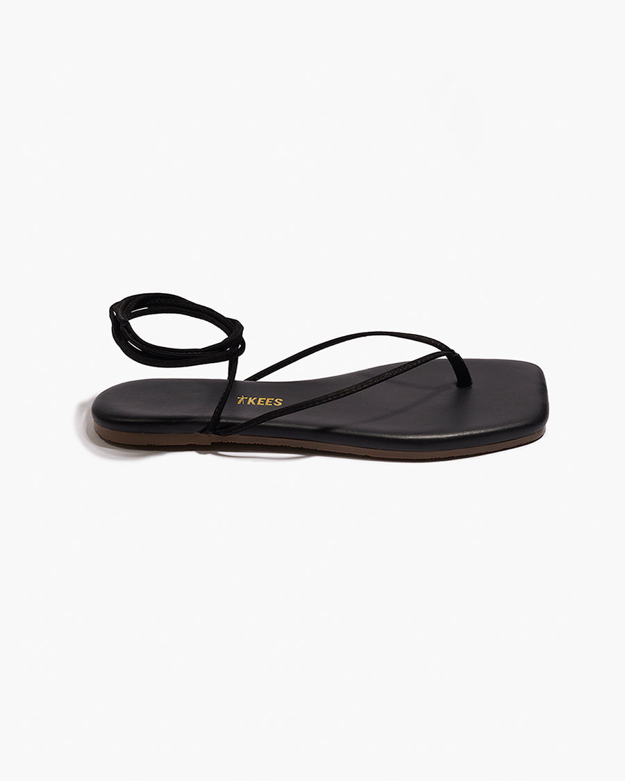 Square Toe Lilu Leather Sandals in Sable - TKEES