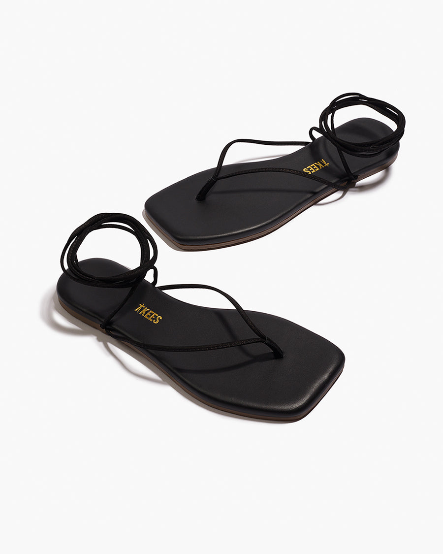 Square Toe Lilu Leather Sandals in Sable - TKEES