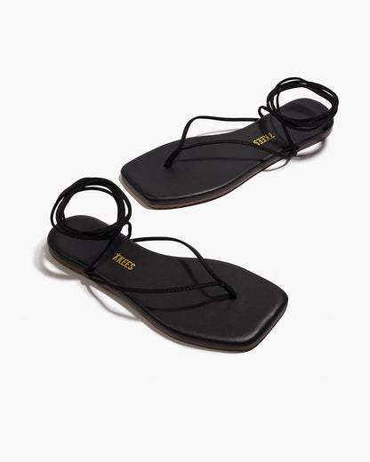 Square Toe Lilu Leather Sandals in Sable - TKEES