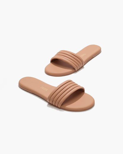 Serena Leather Slides in Pout - TKEES