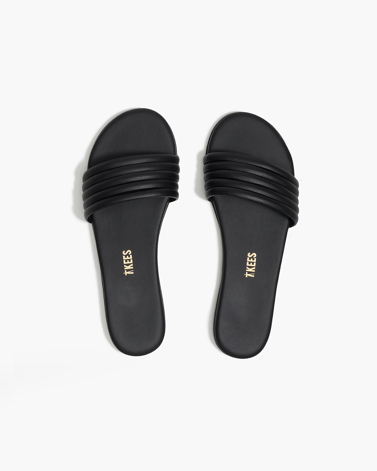 Serena Leather Slides in Black - TKEES