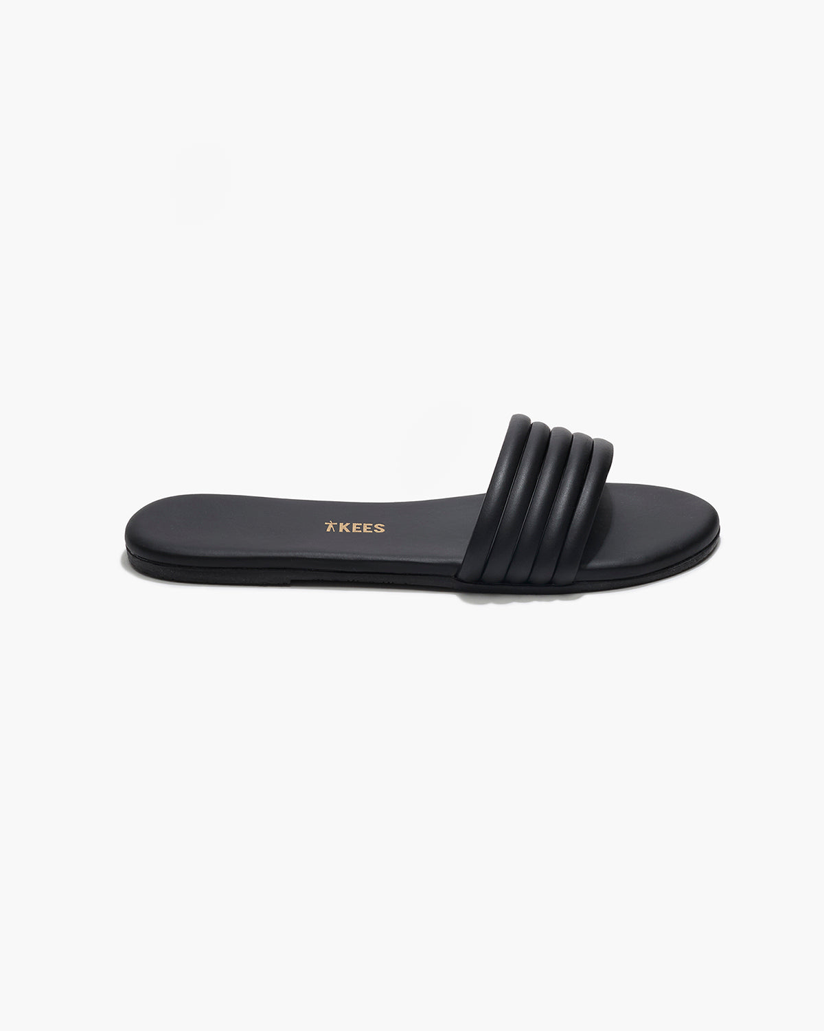Serena Leather Slides in Black - TKEES
