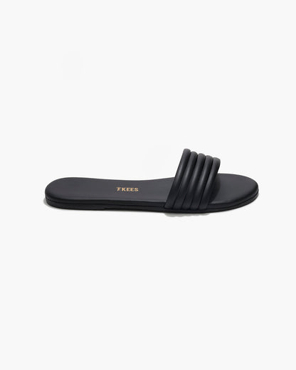 Serena Leather Slides in Black - TKEES
