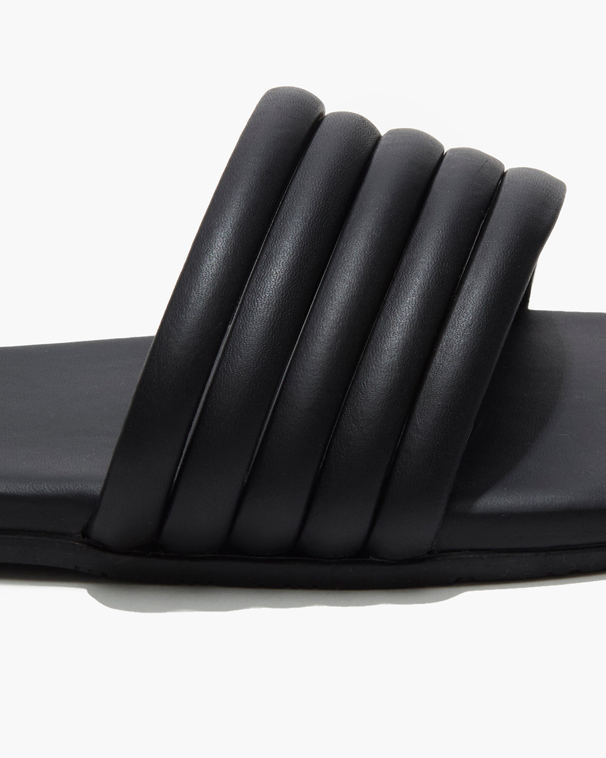 Serena Leather Slides in Black - TKEES