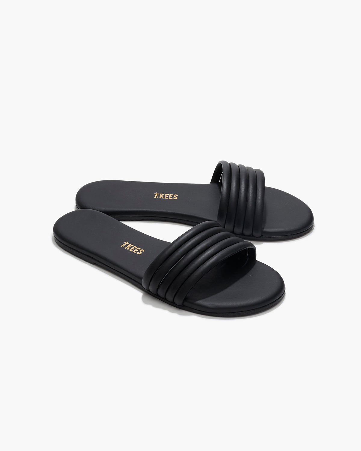 Serena Leather Slides in Black - TKEES