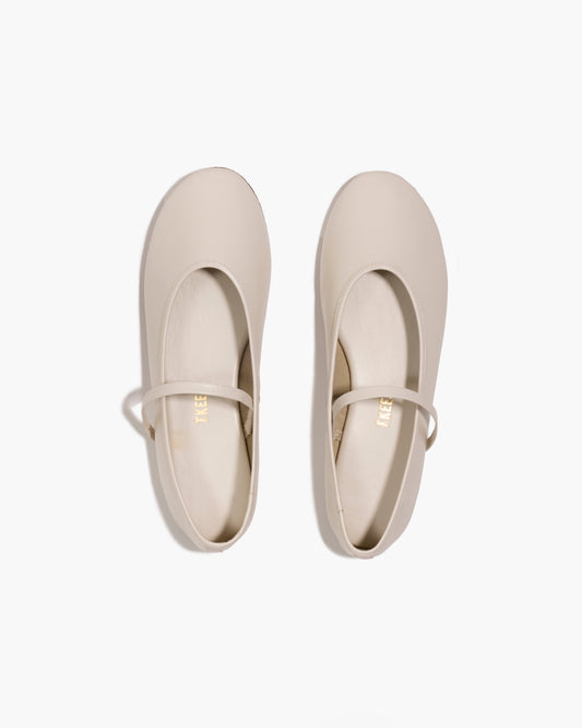 Reese Ballet Flat in Cream - TKEES