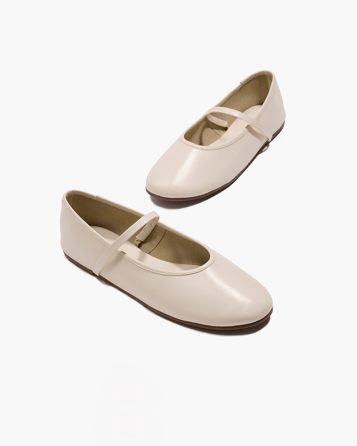 Reese Ballet Flat in Cream - TKEES