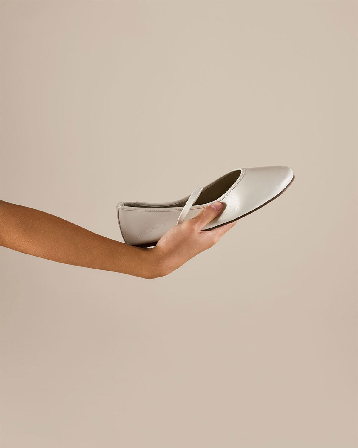 Reese Ballet Flat in Cream - TKEES