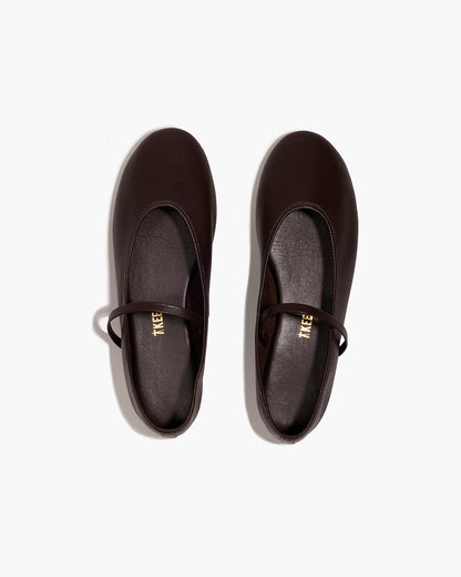 Reese Ballet Flat in Rich Brown - TKEES