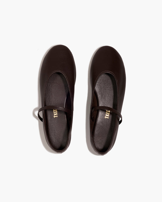 Reese Ballet Flat in Rich Brown - TKEES