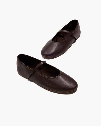 Reese Ballet Flat in Rich Brown - TKEES
