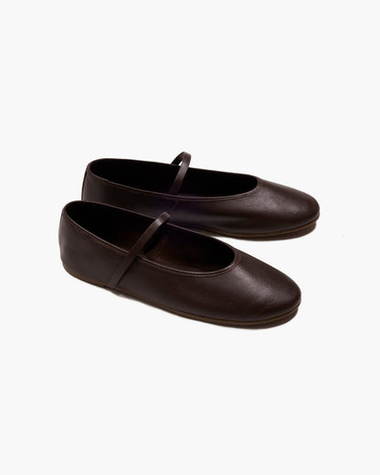 Reese Ballet Flat in Rich Brown - TKEES