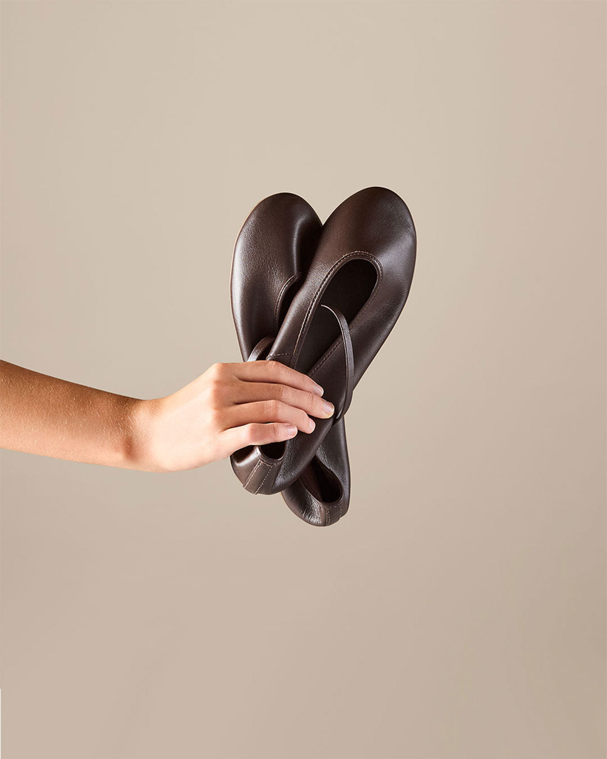 Reese Ballet Flat in Rich Brown - TKEES