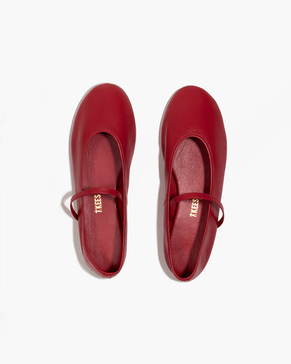 Reese Ballet Flat in Claret - TKEES