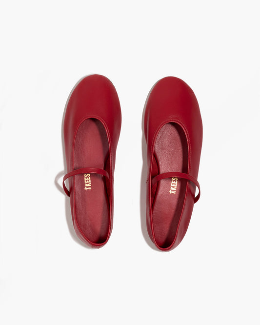 Reese Ballet Flat in Claret - TKEES