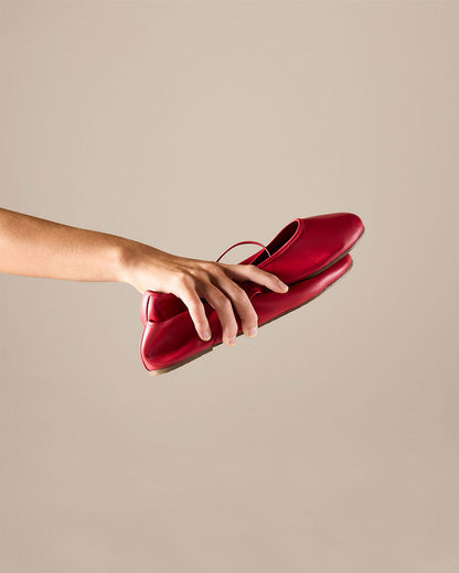 Reese Ballet Flat in Claret - TKEES