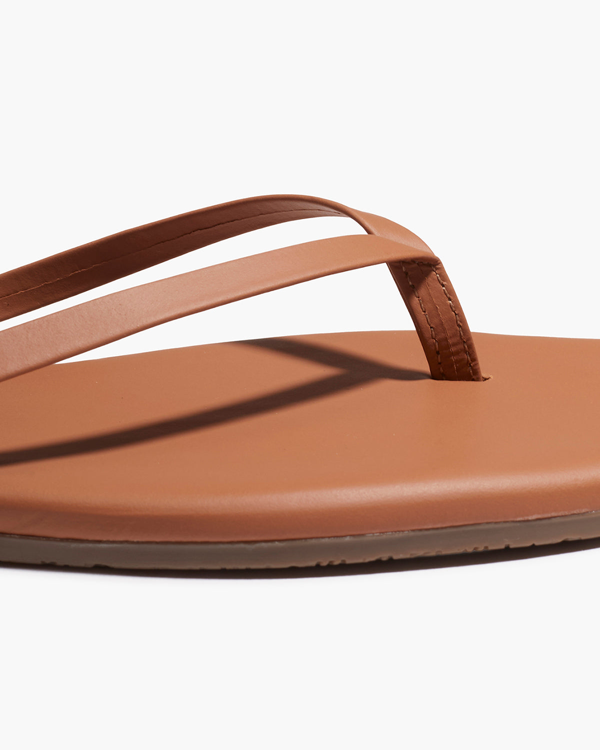 Square Toe Lily Leather Flip Flops in Au Naturale - TKEES