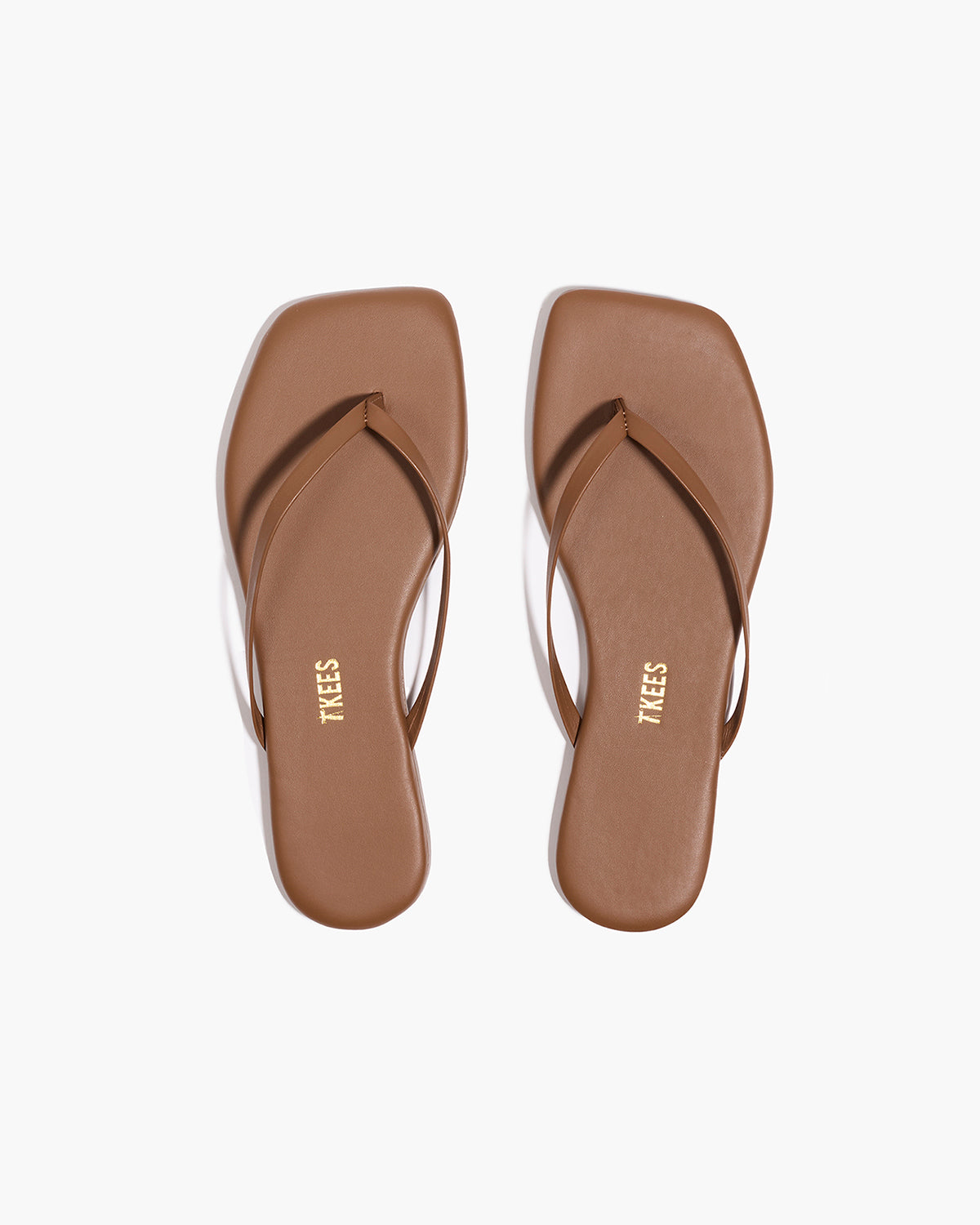 Square Toe Lily Leather Flip Flops in Ganache - TKEES