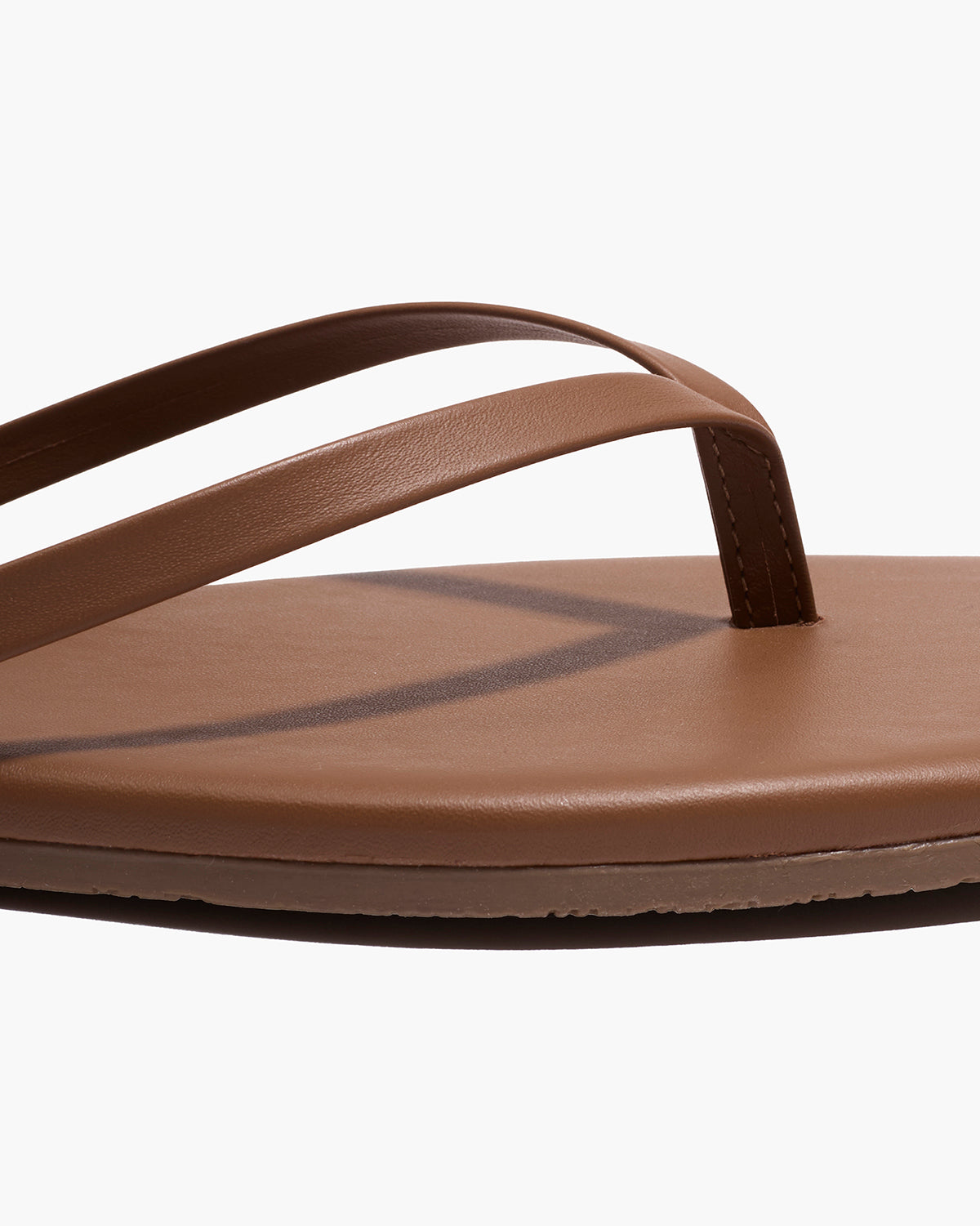 Square Toe Lily Leather Flip Flops in Ganache - TKEES