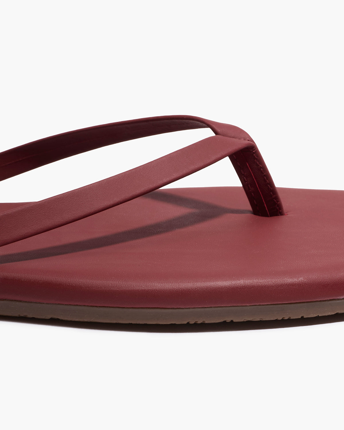 Square Toe Lily Leather Flip Flops in Burgundy - TKEES
