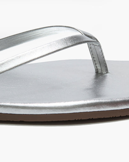 Square Toe Lily Leather Flip Flops in Fairylust - TKEES