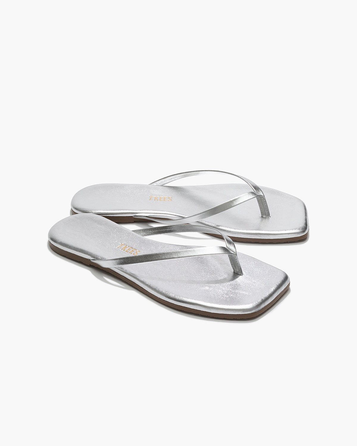Square Toe Lily Leather Flip Flops in Fairylust - TKEES