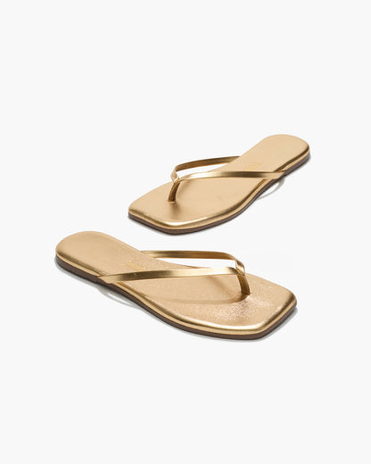 Square Toe Lily Leather Flip Flops in Blink - TKEES
