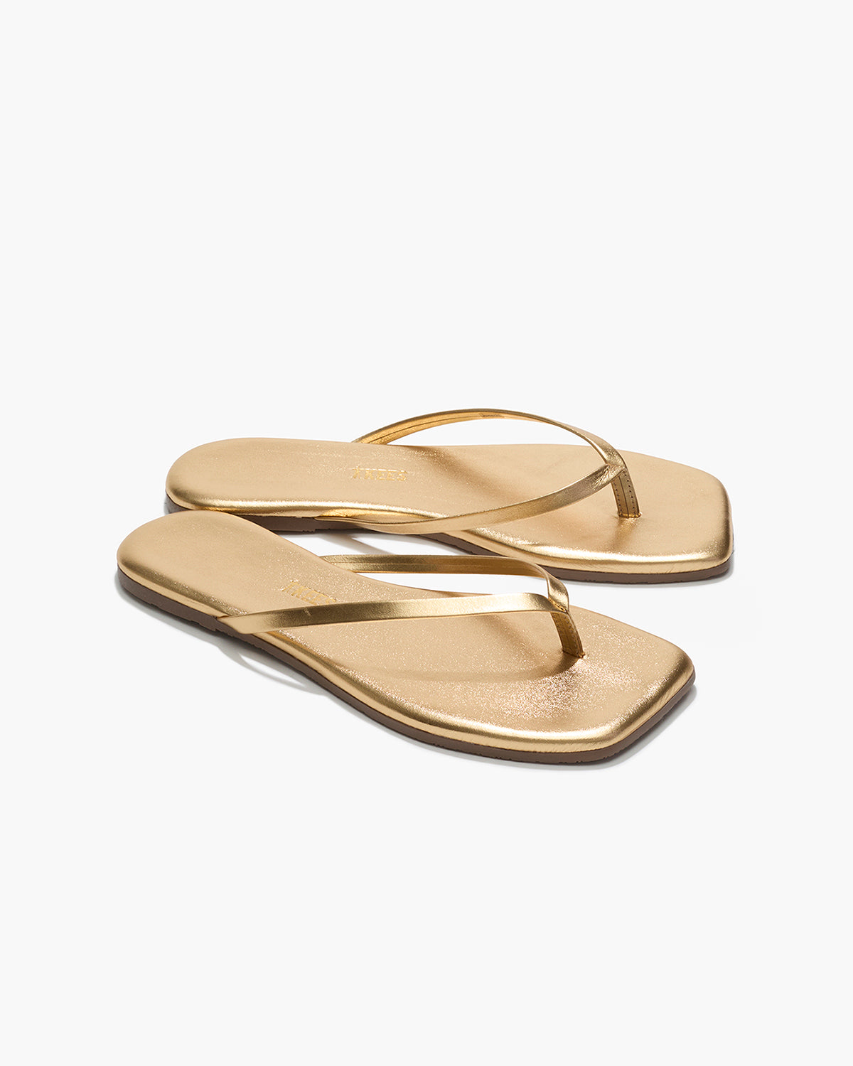 Square Toe Lily Leather Flip Flops in Blink - TKEES