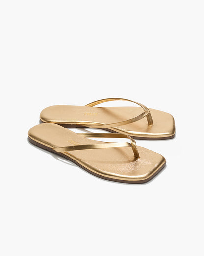 Square Toe Lily Leather Flip Flops in Blink - TKEES