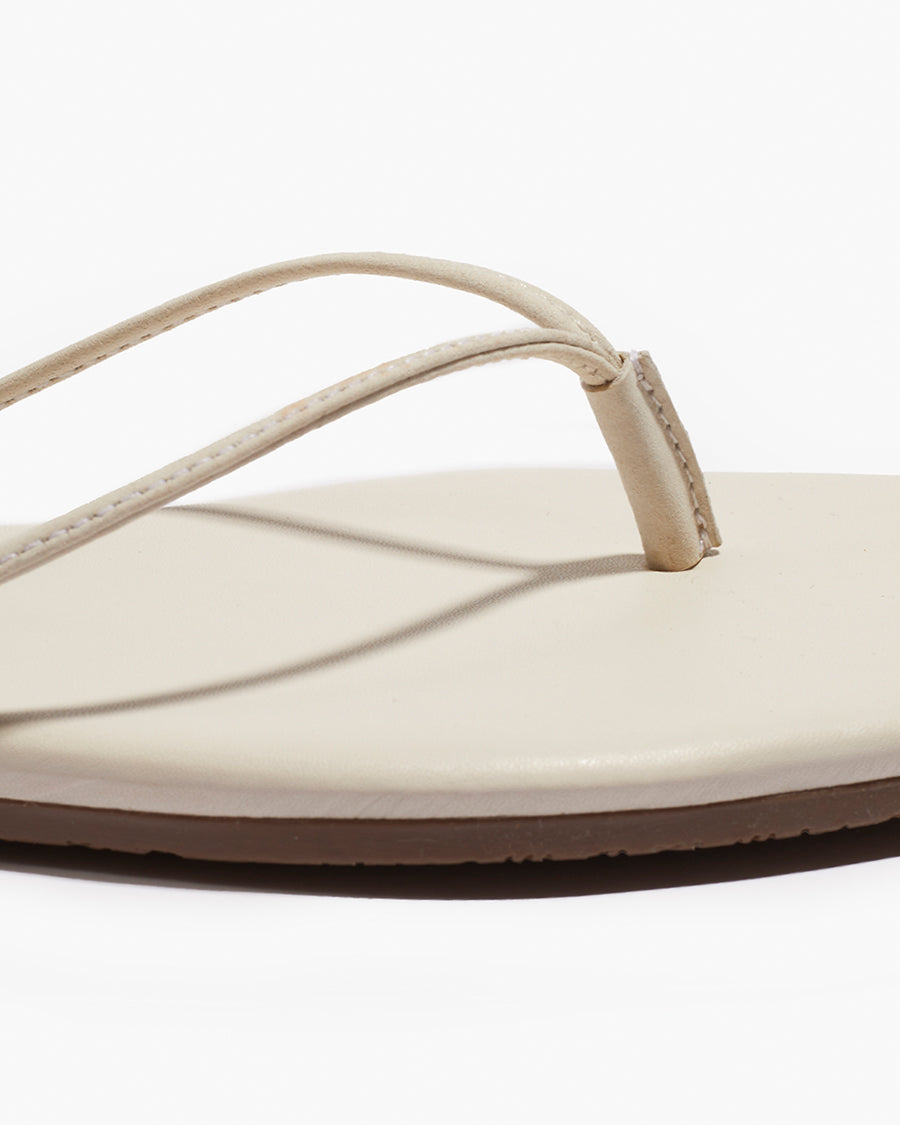 Square Toe Lilu Leather Sandals in Cream - TKEES