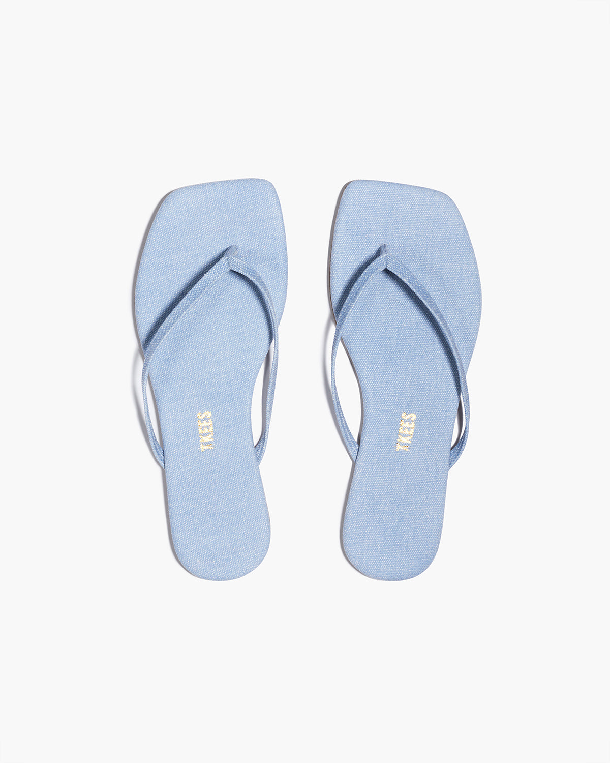Square Toe Lily Leather Sandals in Washed Denim - TKEES
