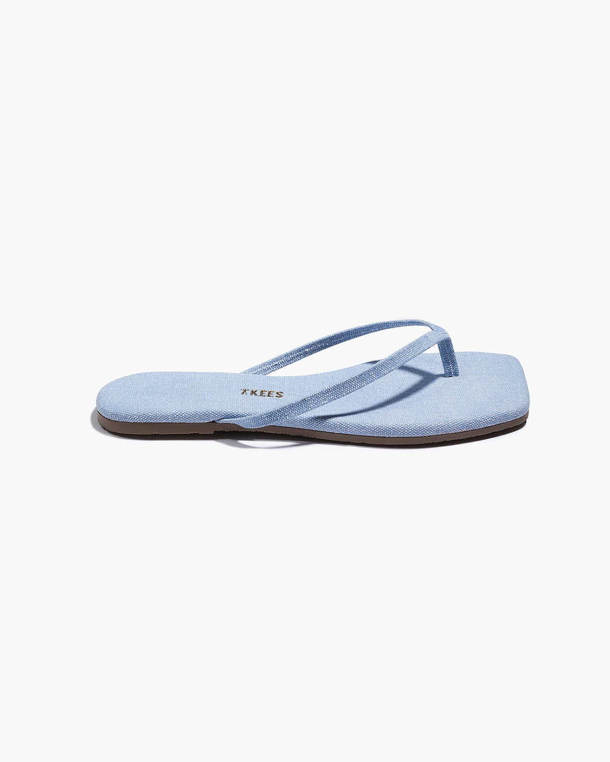 Square Toe Lily Leather Sandals in Washed Denim - TKEES