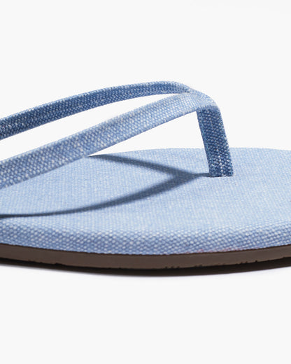 Square Toe Lily Leather Sandals in Washed Denim - TKEES