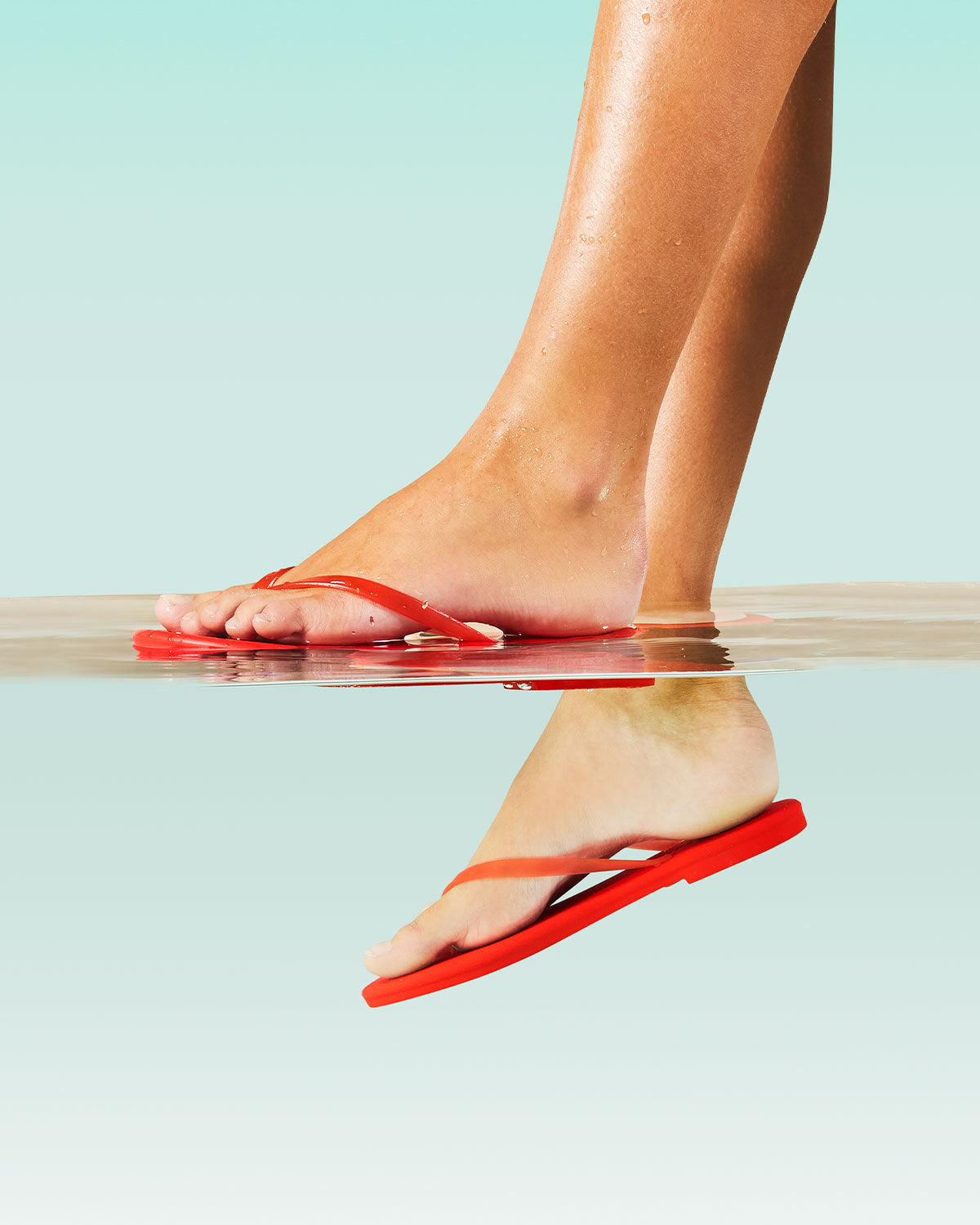 Aqua Sol Red Flip Flops  - TKEES