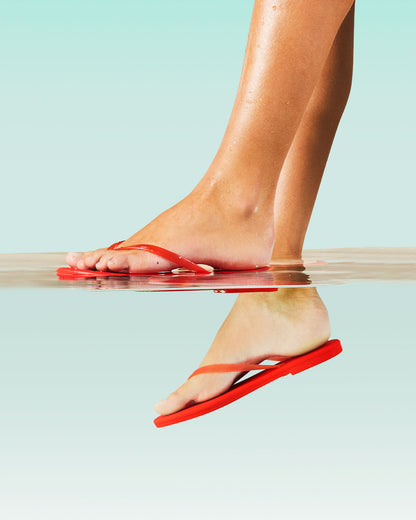 Aqua Sol Red Flip Flops  - TKEES