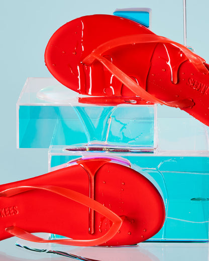 Aqua Sol Red Flip Flops  - TKEES